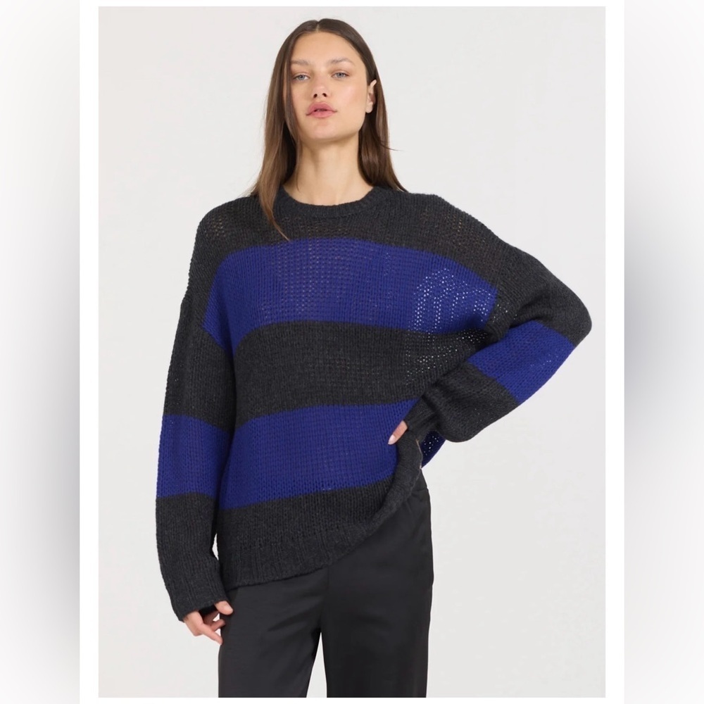 ONE GREY DAY Hawley Cashmere Pullover Asphalt combo Sweater Size S